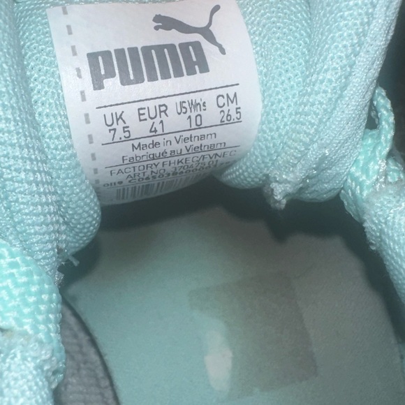 Puma Carina Sneaker Aqua/Mint Green Snake Print Women's Size 10 - Picture 11 of 11